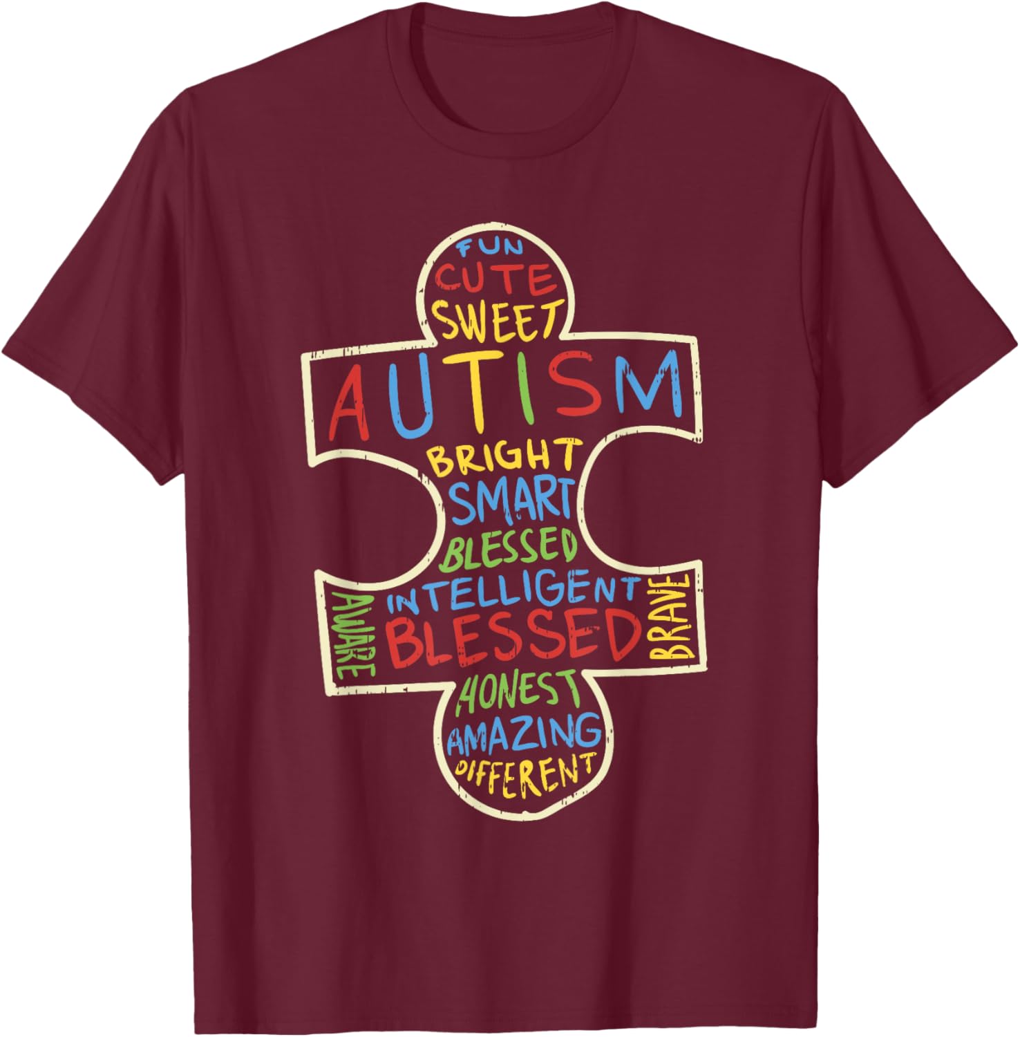 Autism Awareness Shirt Puzzle Piece Words Autistic Gift