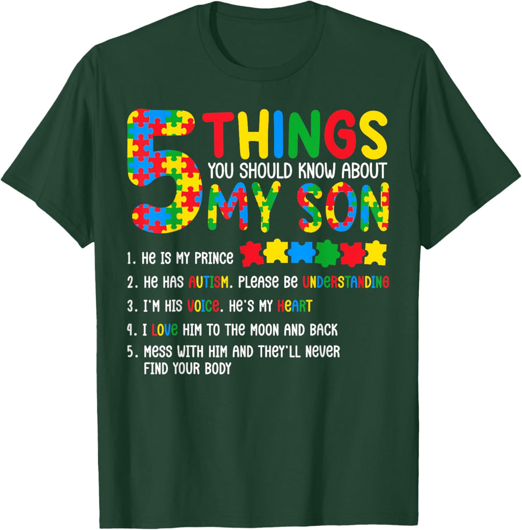 Autism Awareness Shirt 5 Things You Should Know About My Son