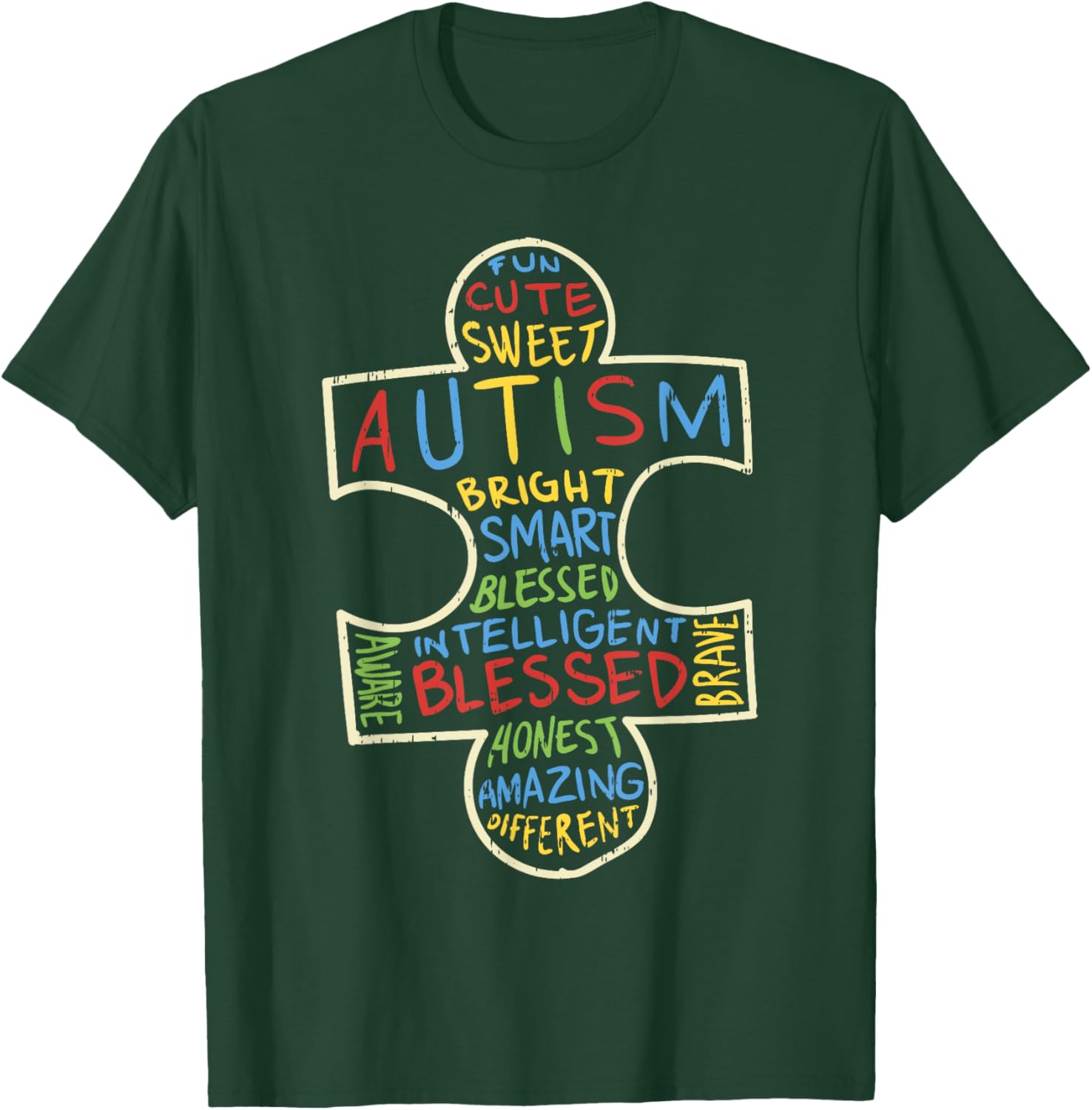 Autism Awareness Shirt Puzzle Piece Words Autistic Gift