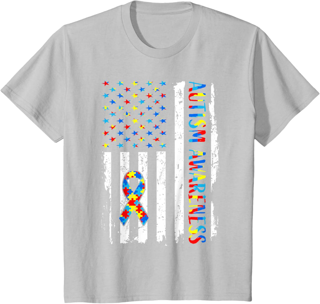 Autism Awareness Mom Dad USA flag Autistic Awareness Autism
