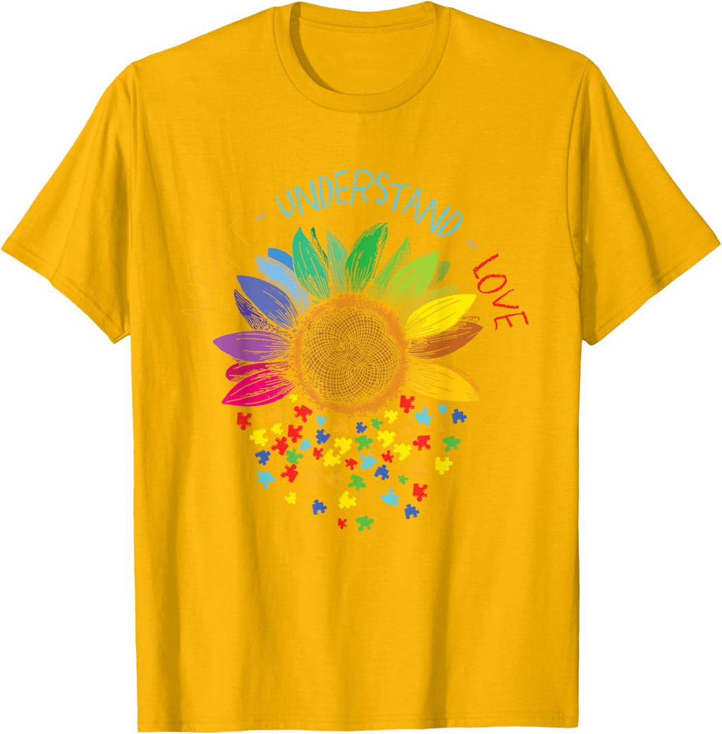 Autism Awareness Accept Understand Love ASD Rainbow Flower