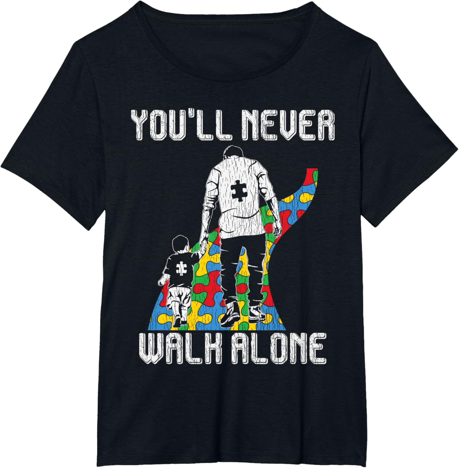 Vintage Father Son Family Autistic Kids Autism Awareness Dad