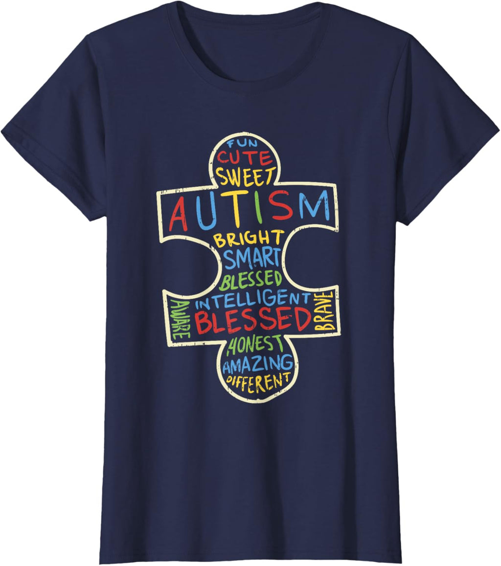 Autism Awareness Shirt Puzzle Piece Words Autistic Gift