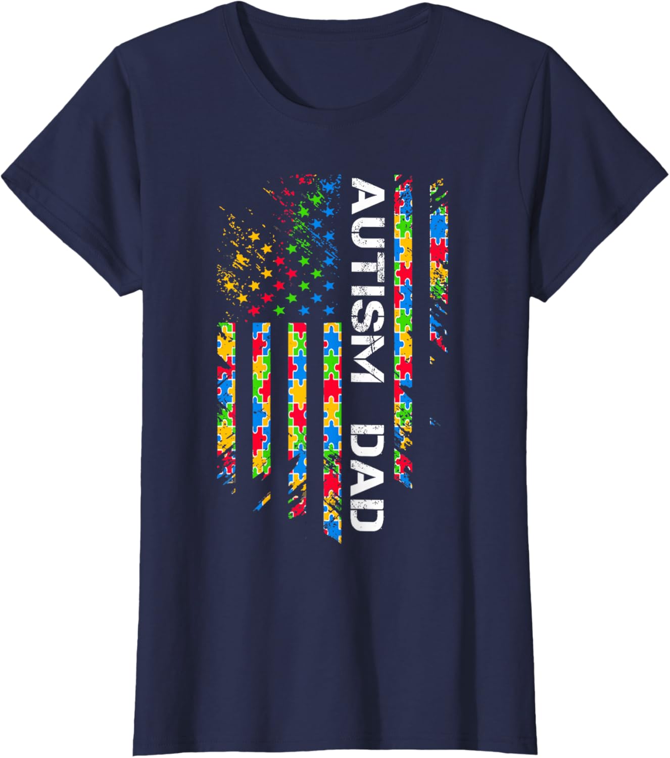Autism Dad Awareness American Flag USA