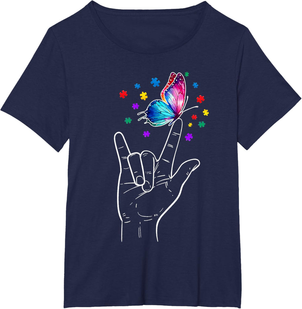 I Love You Hand Sign Language Butterfly Autism Awareness