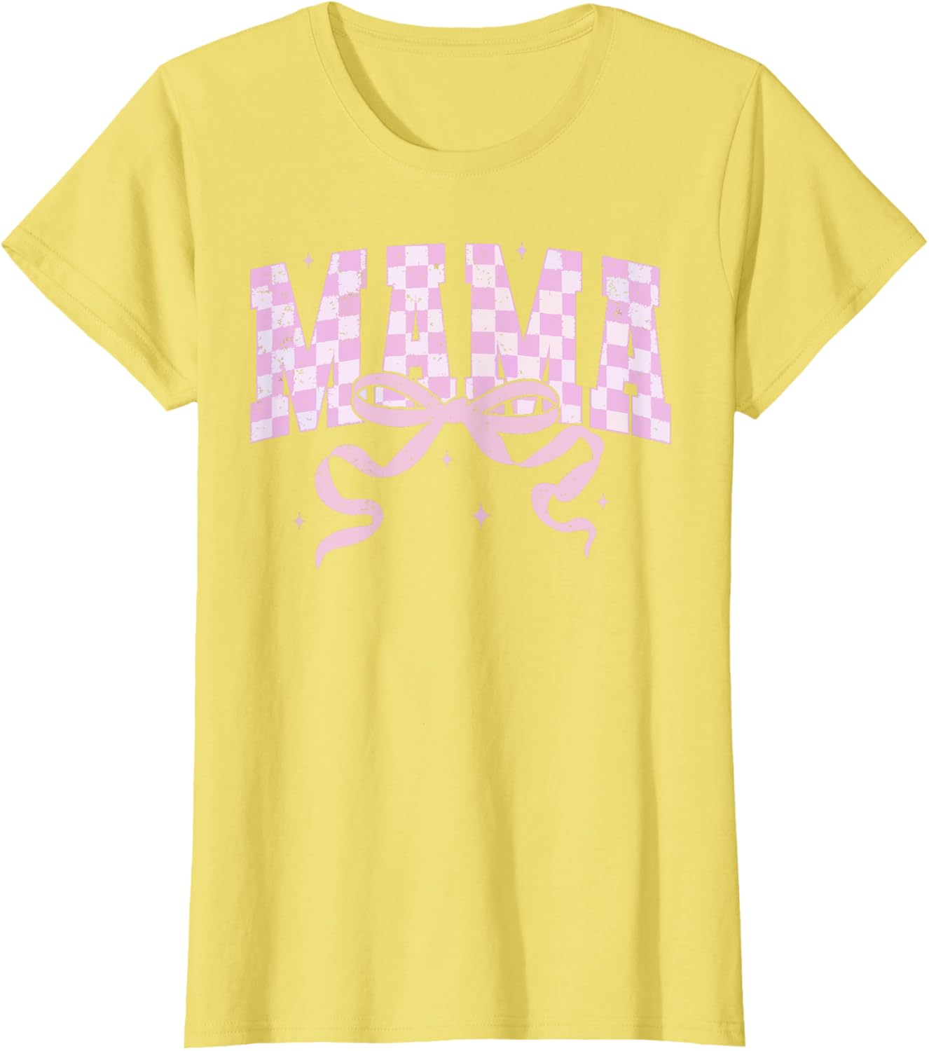 Retro Checkered Mama Coquette Mother's Day Pink Bow