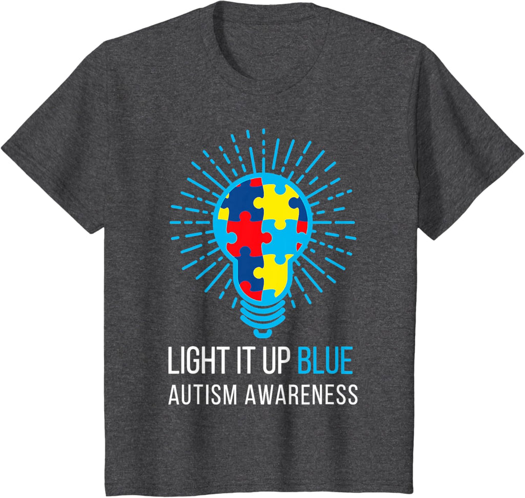 Light It Up Blue Autism Awareness Ribbon Puzzle Pieces