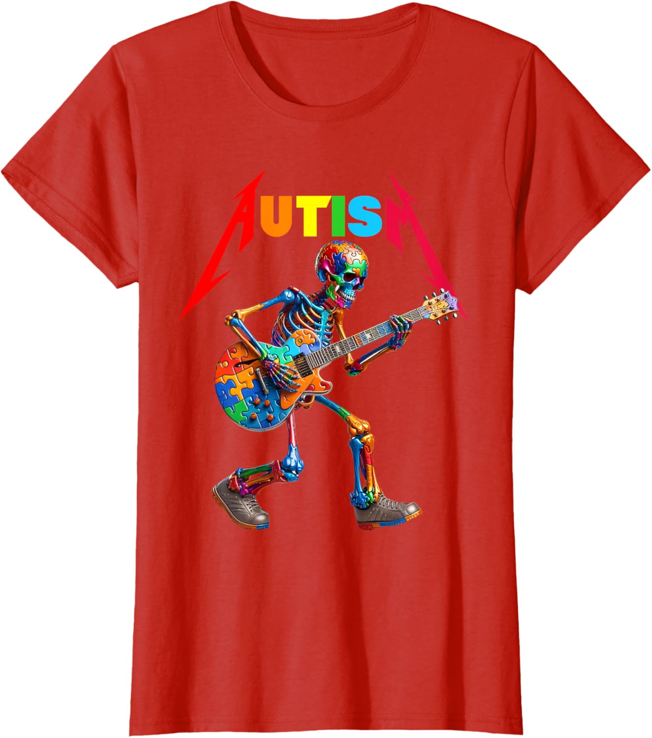 Autism Skeleton Guitar Rock Puzzle Music Autism Awareness