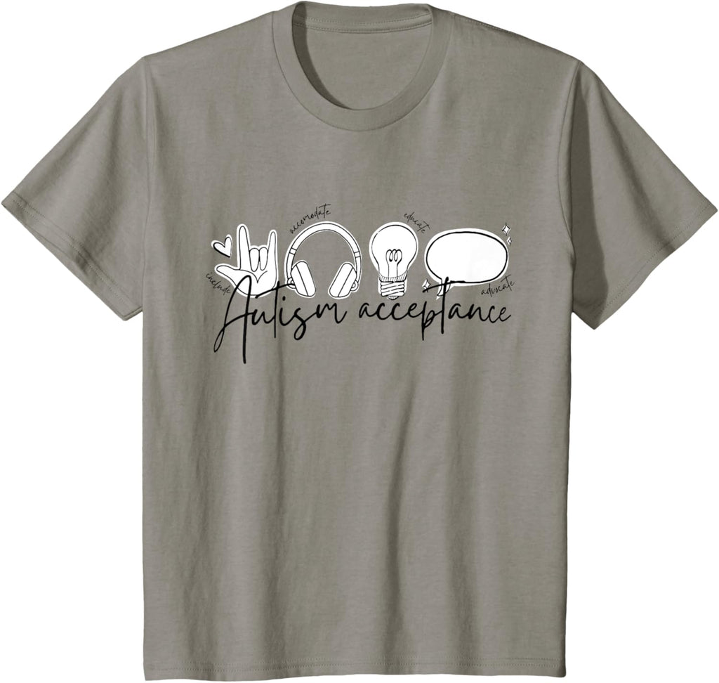 Autism Awareness Acceptance Shirt Support Mom Women Kid