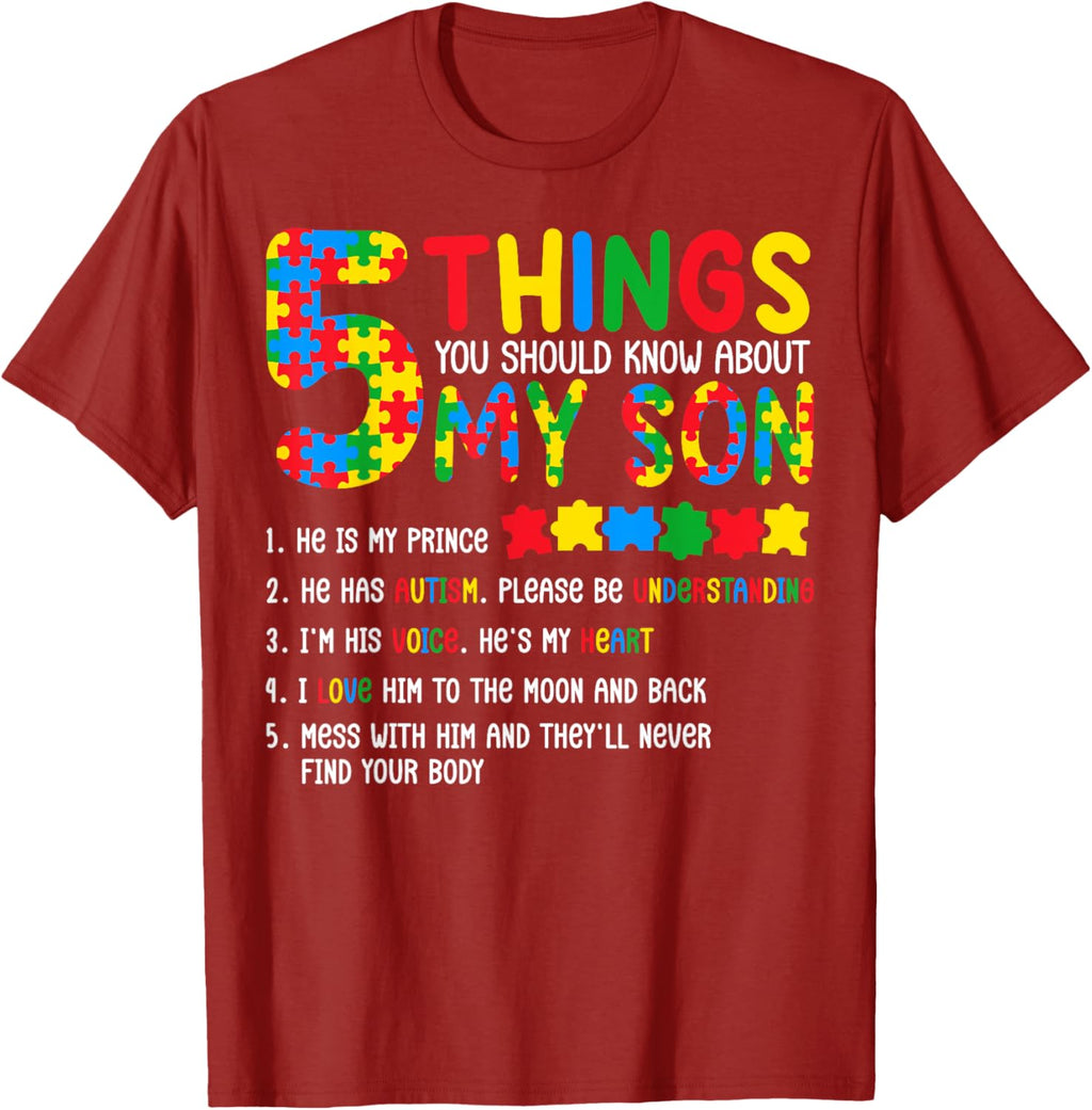 Autism Awareness Shirt 5 Things You Should Know About My Son