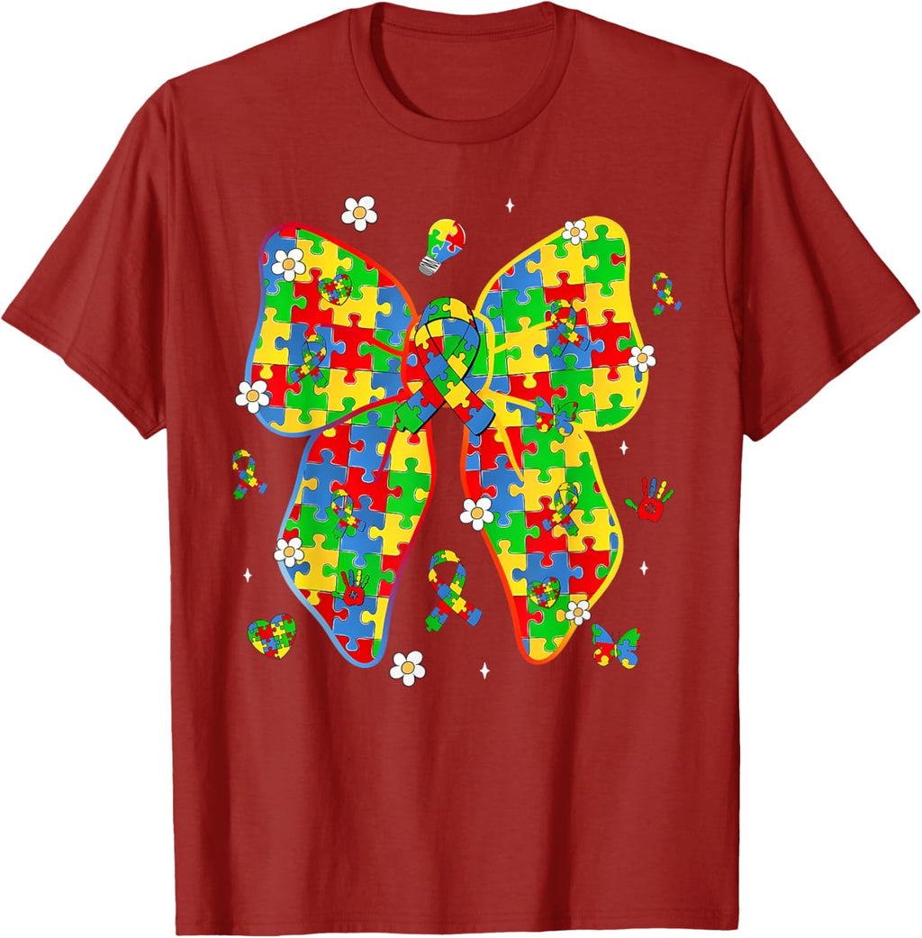 Autism Awareness Coquette Bow Puzzle Bow Women Kids Girl Boy