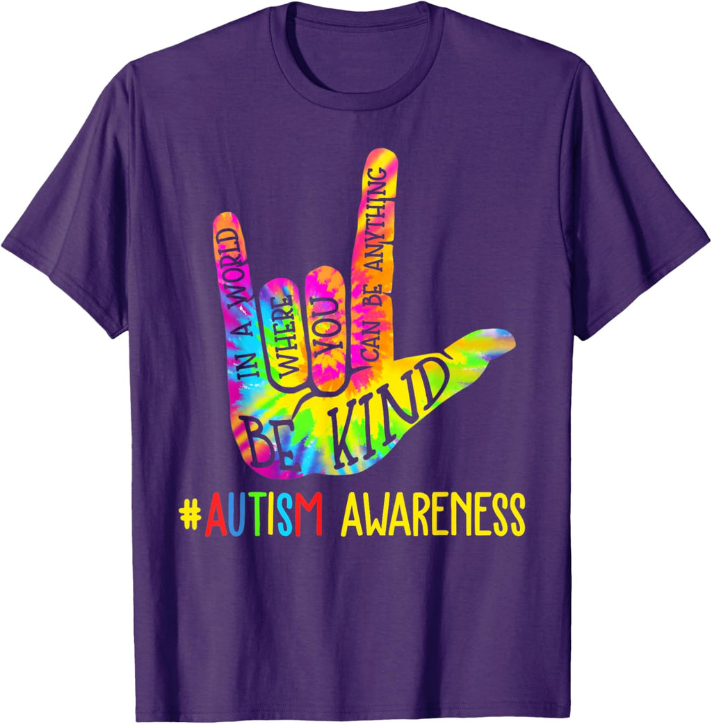 Be Kind ASL Love Sign Language Hand Autism Awareness Tie Dye