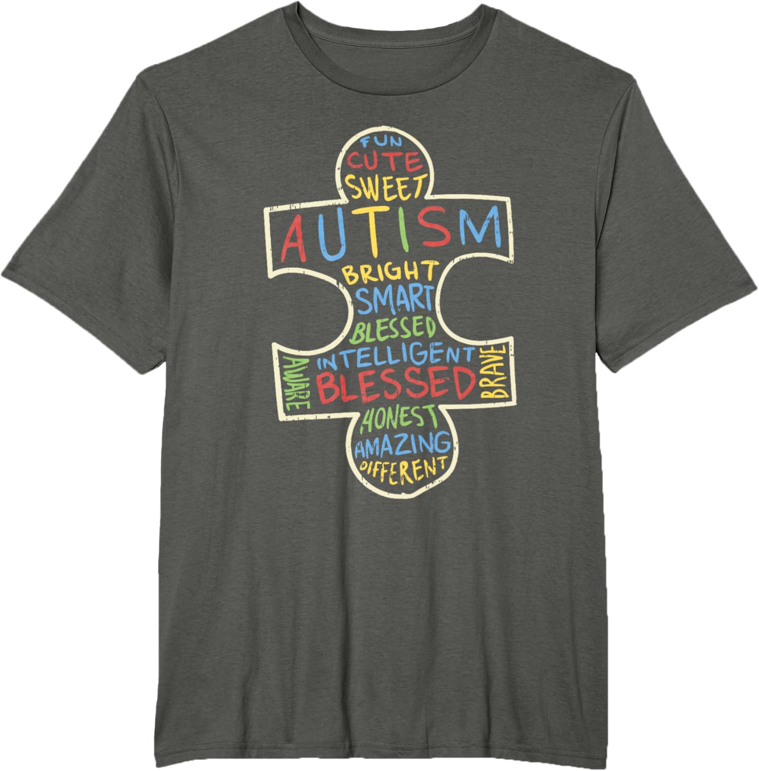 Autism Awareness Shirt Puzzle Piece Words Autistic Gift