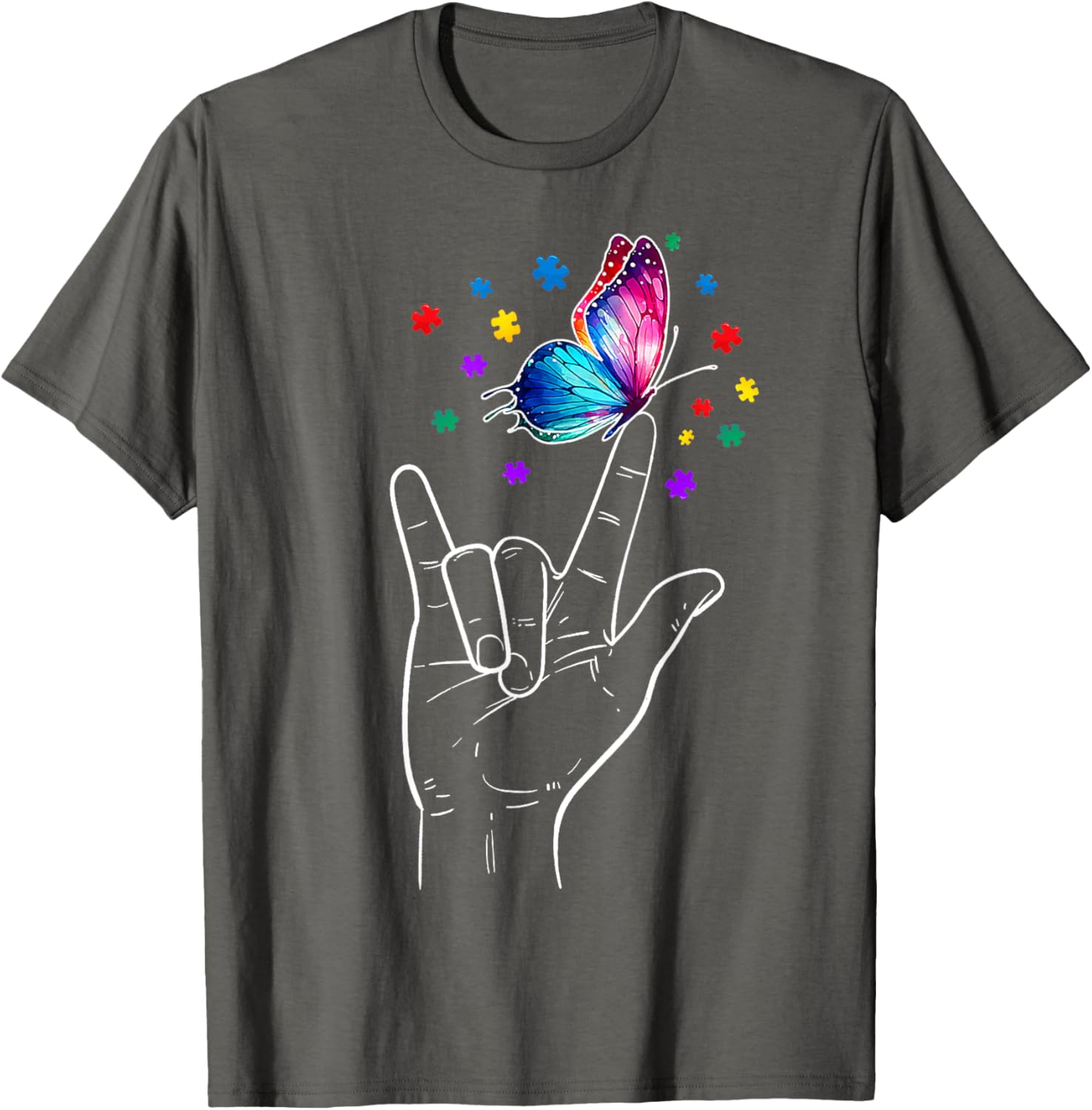 I Love You Hand Sign Language Butterfly Autism Awareness
