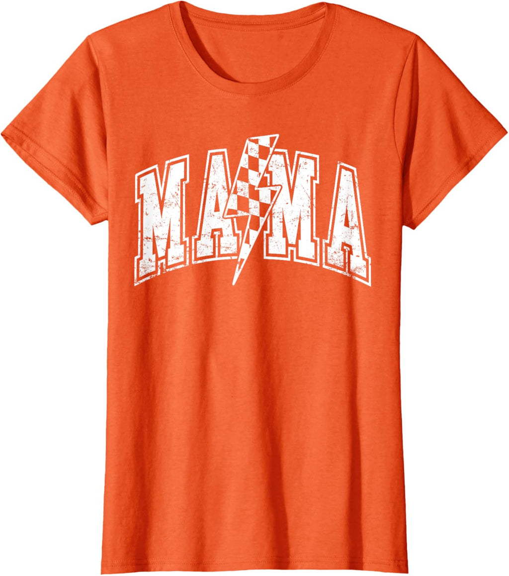 Mama Lightning Bolt Checkered Varsity Mom Women Mother's Day Mother Shirt
