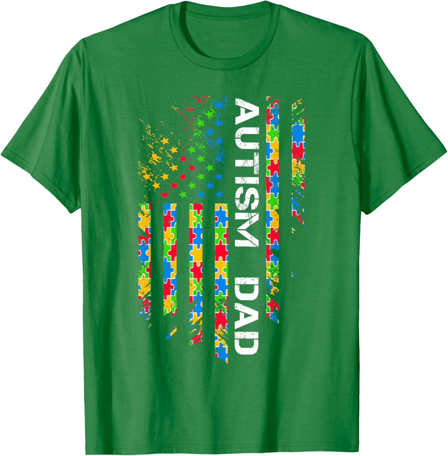Autism Dad Awareness American Flag USA