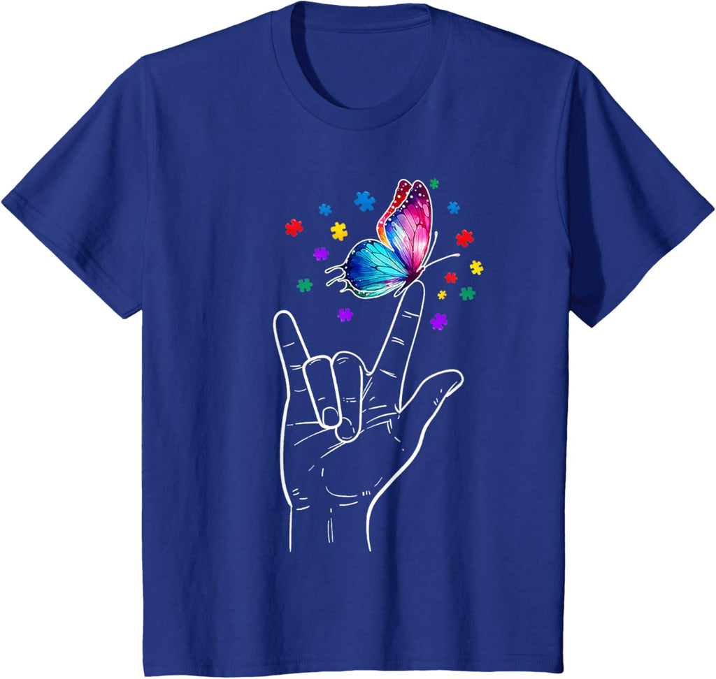 I Love You Hand Sign Language Butterfly Autism Awareness
