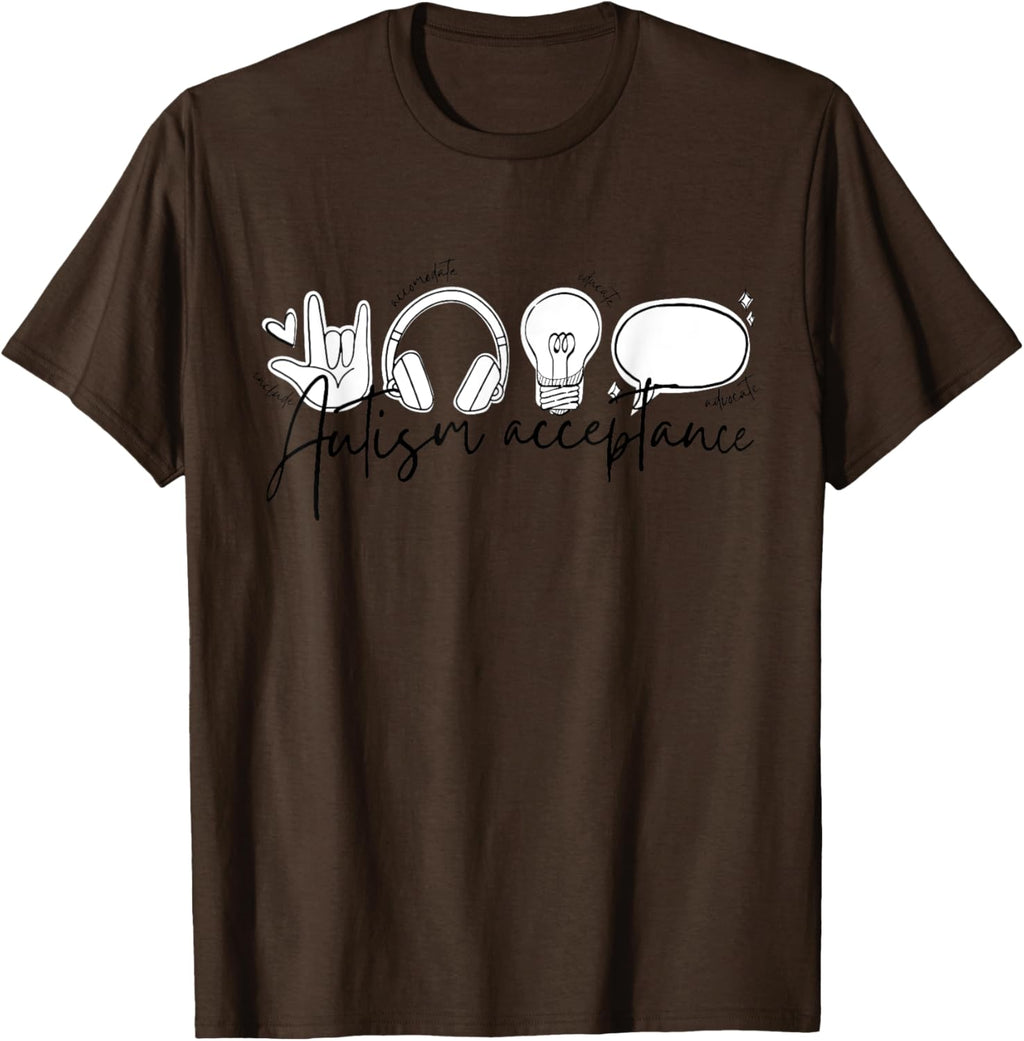 Autism Awareness Acceptance Shirt Support Mom Women Kid