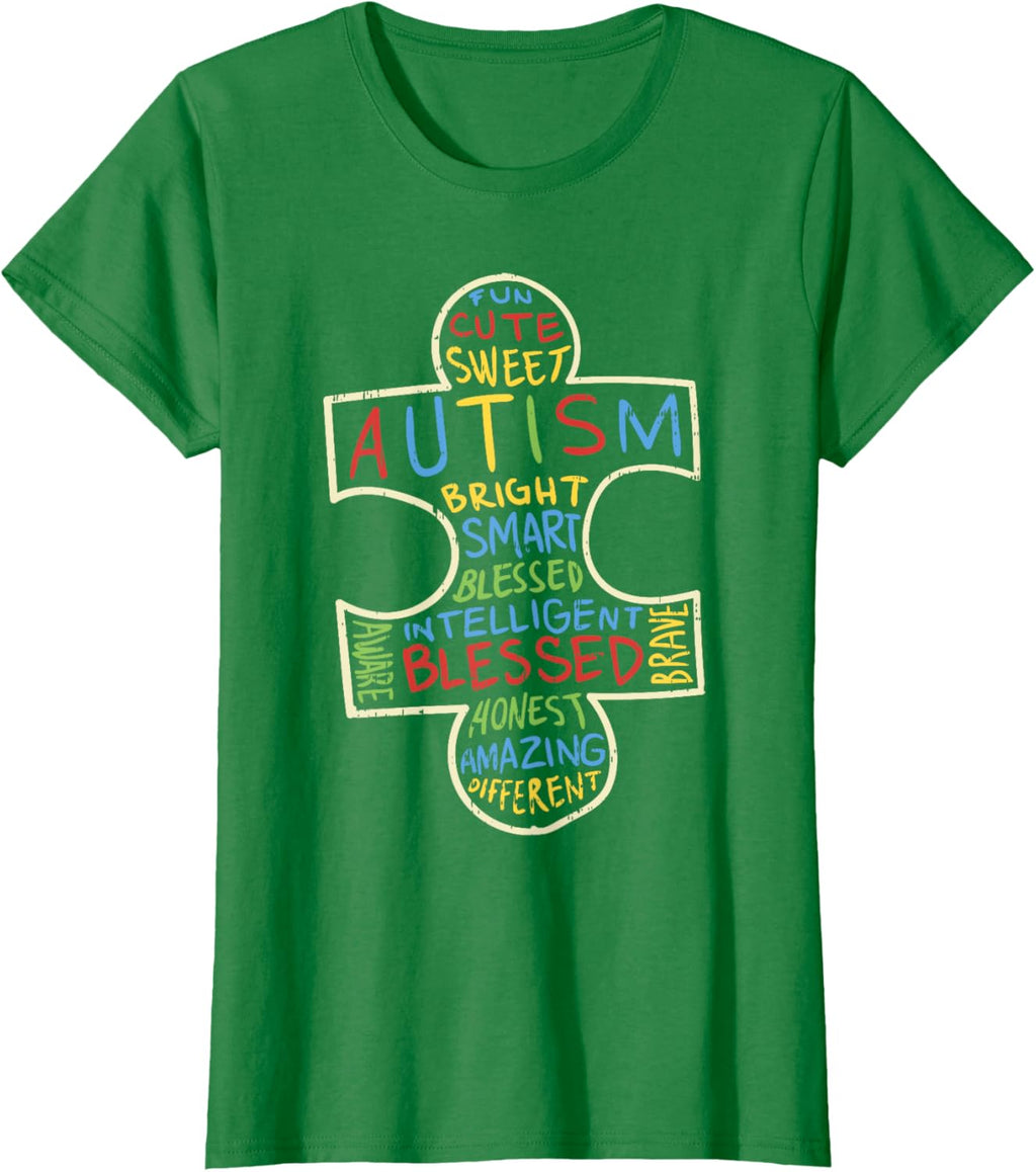 Autism Awareness Shirt Puzzle Piece Words Autistic Gift