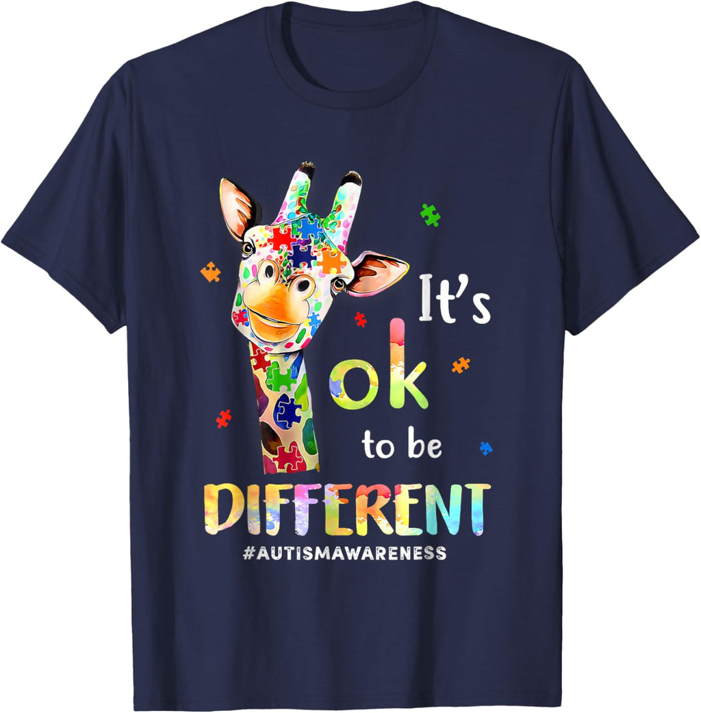 Autism Awareness Cute Giraffe Animal Its Ok To Be Different
