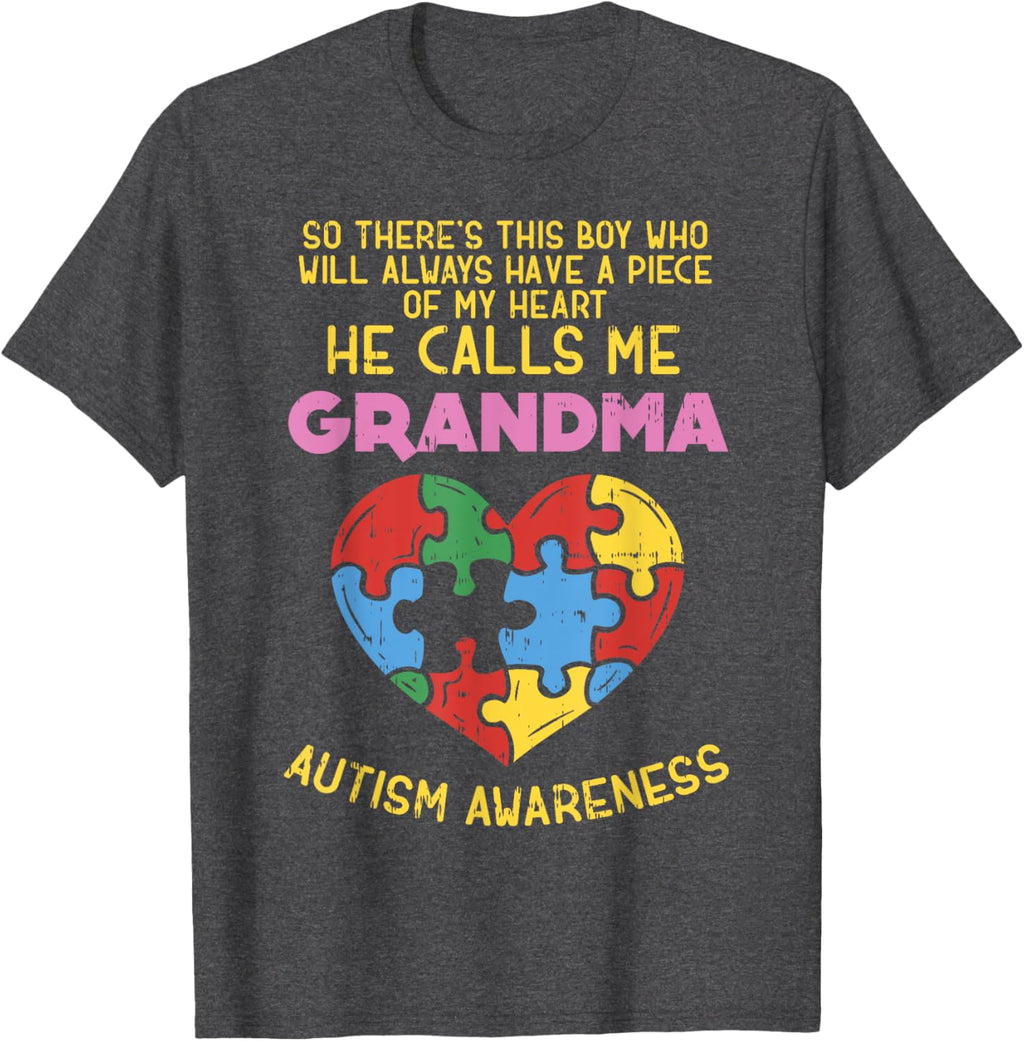 Grandma Autism Awareness Shirt Austistic Boy Piece My Heart