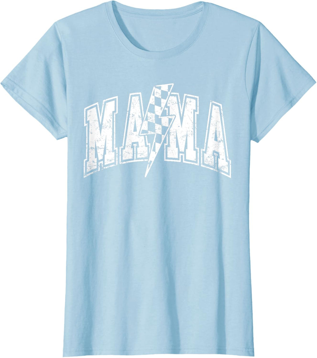 Mama Lightning Bolt Checkered Varsity Mom Women Mother's Day Mother Shirt