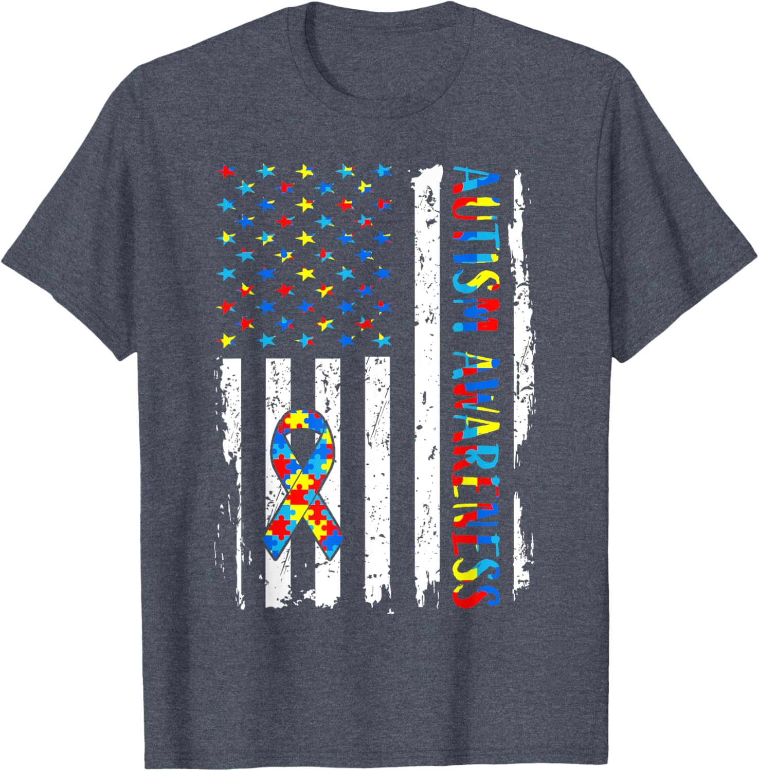 Autism Awareness Mom Dad USA flag Autistic Awareness Autism