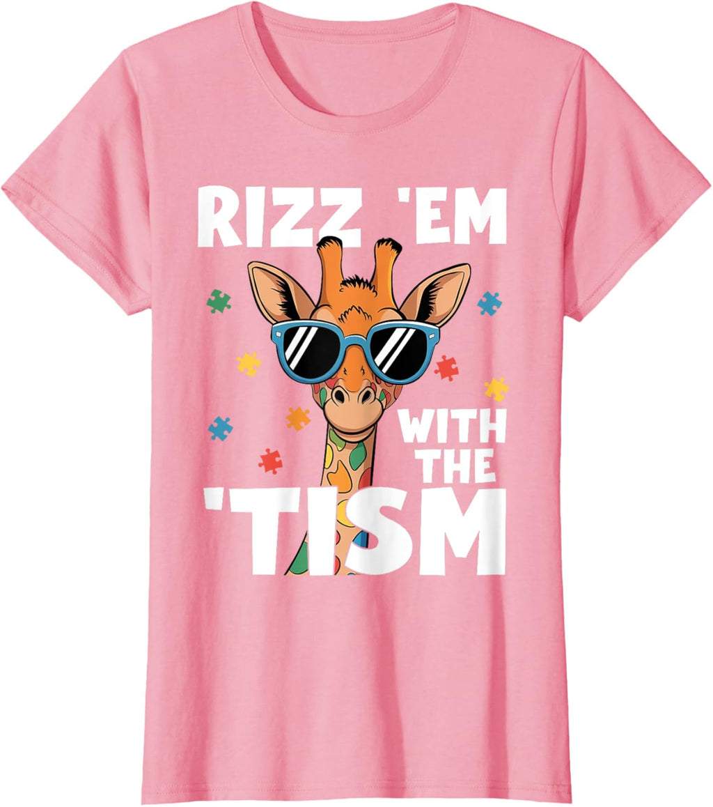Rizz em with the tism Autism Giraffe Funny Autism Awareness