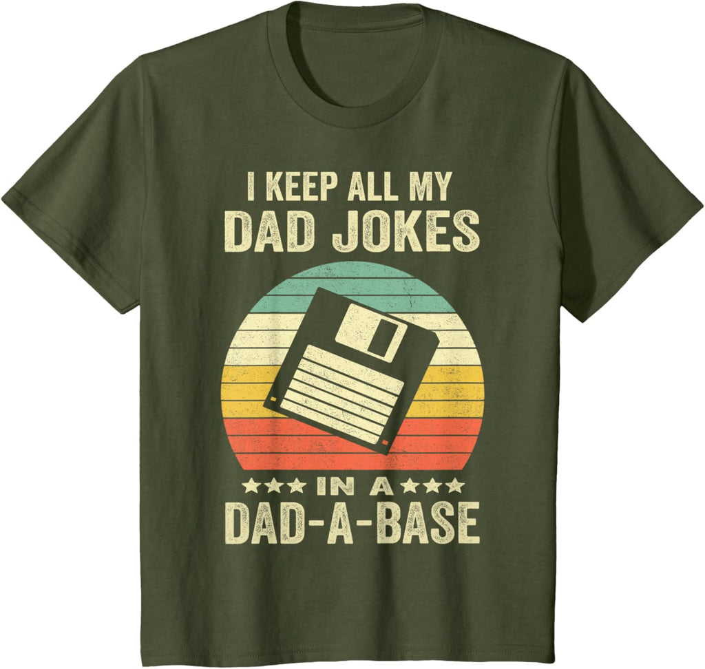 Mens Funny dad jokes in dad-a-base vintage for father's day