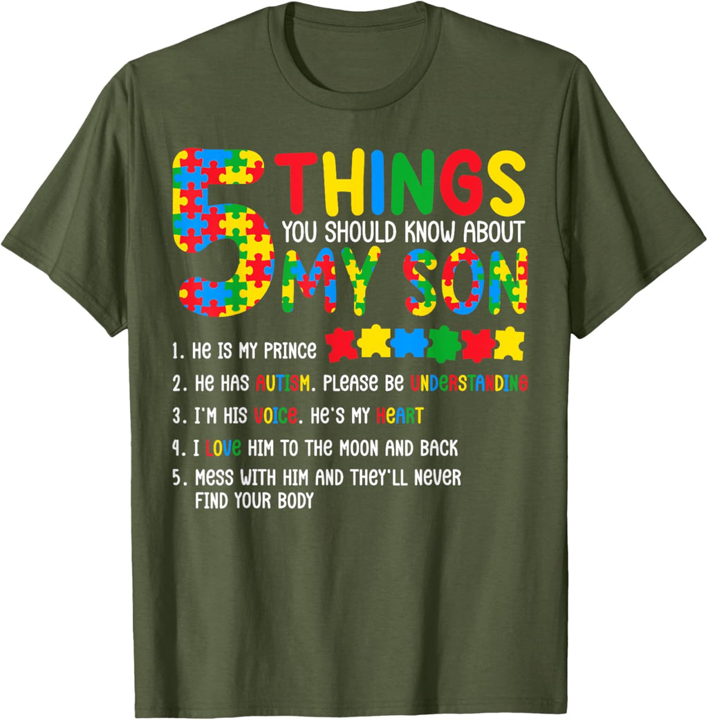 Autism Awareness Shirt 5 Things You Should Know About My Son