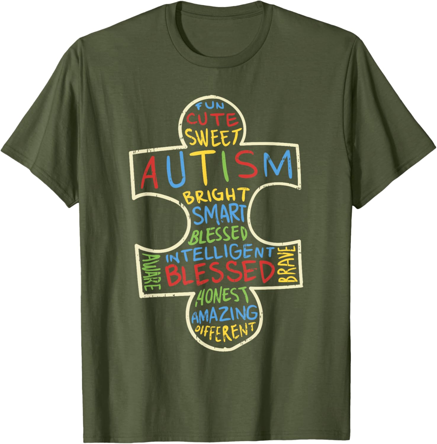 Autism Awareness Shirt Puzzle Piece Words Autistic Gift
