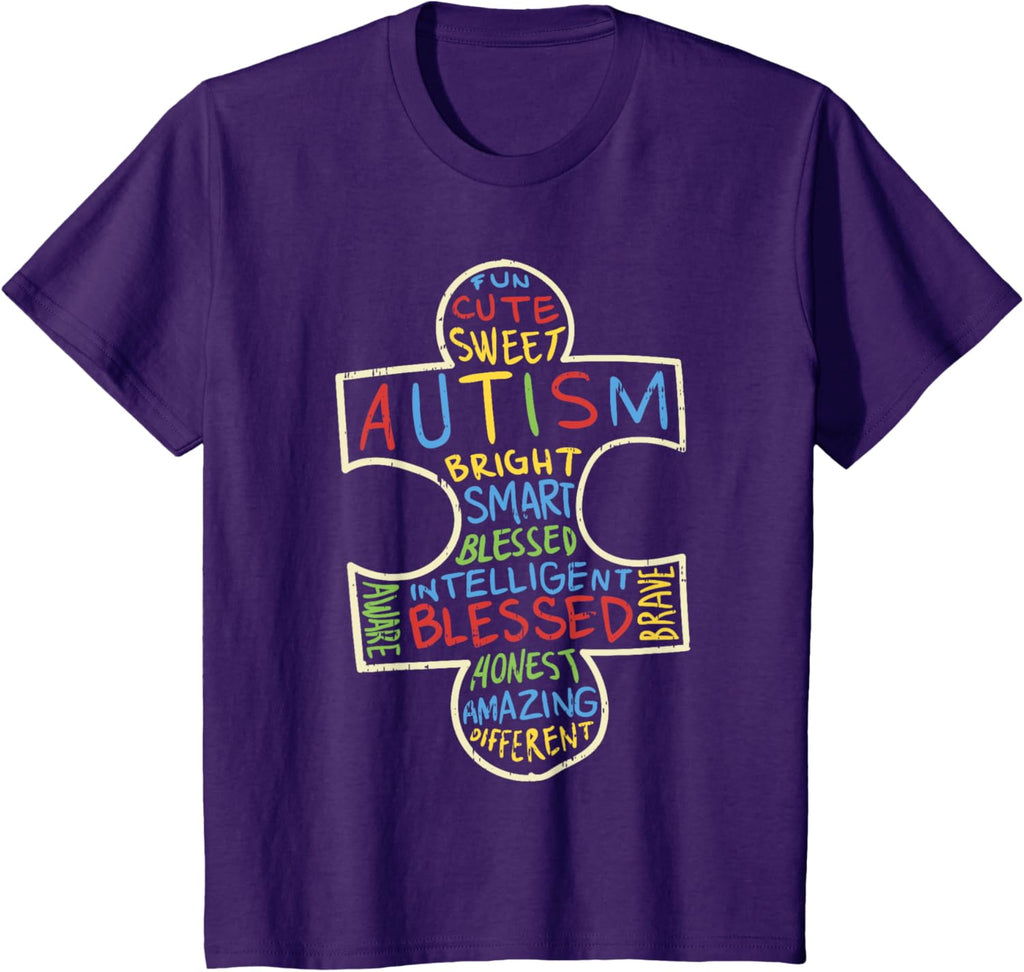 Autism Awareness Shirt Puzzle Piece Words Autistic Gift