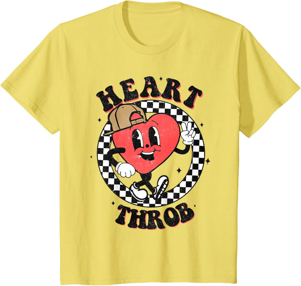 Retro Heart Throb Checkered Kid Preschool Boy Valentines Day