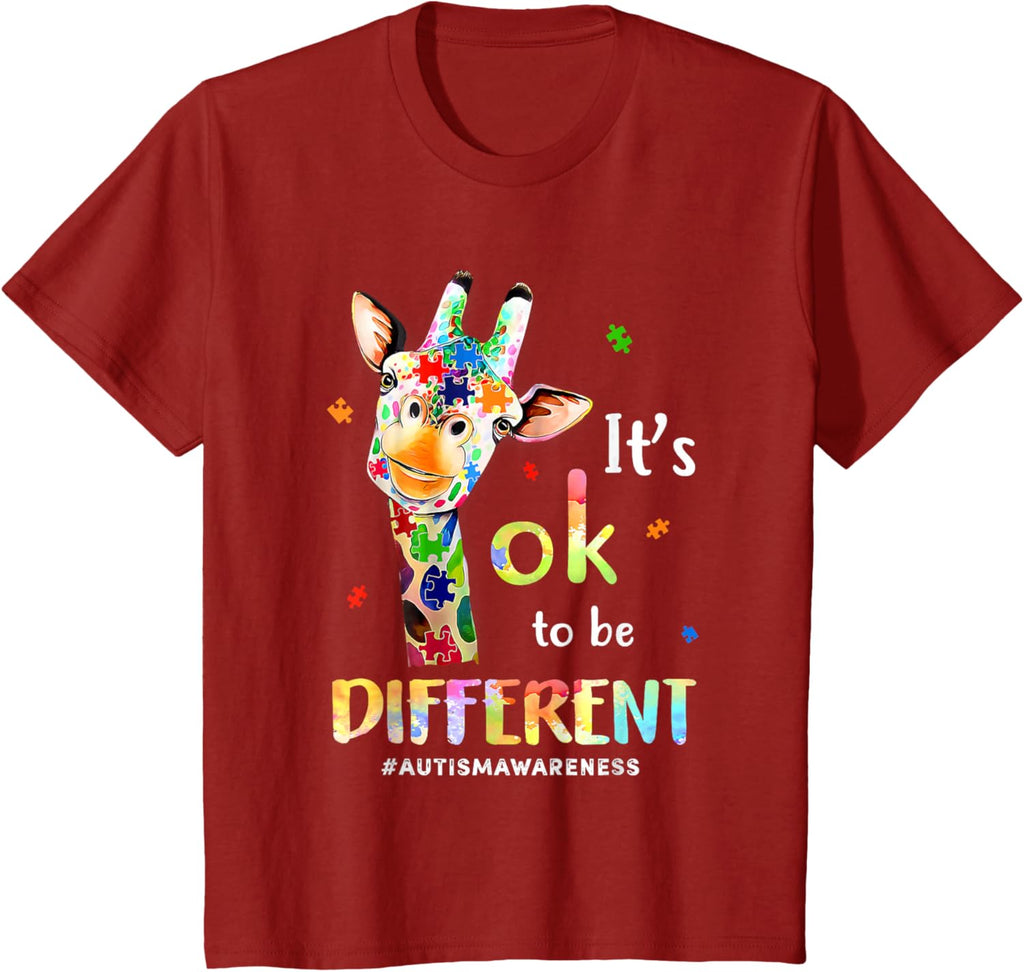 Autism Awareness Cute Giraffe Animal Its Ok To Be Different