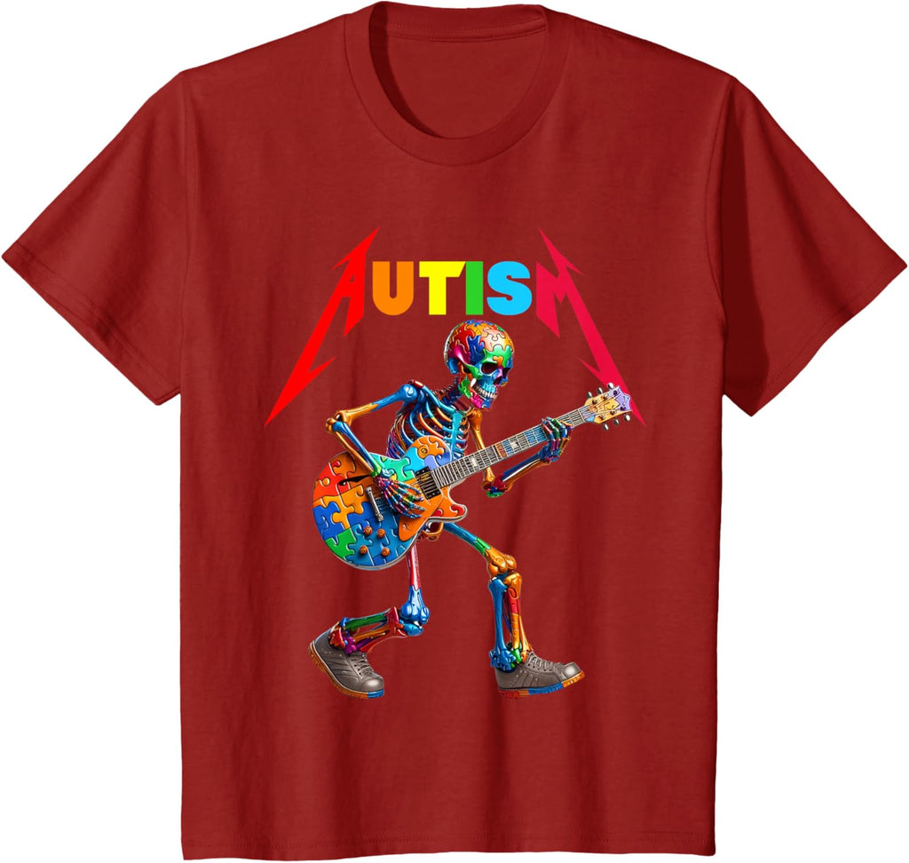 Autism Skeleton Guitar Rock Puzzle Music Autism Awareness