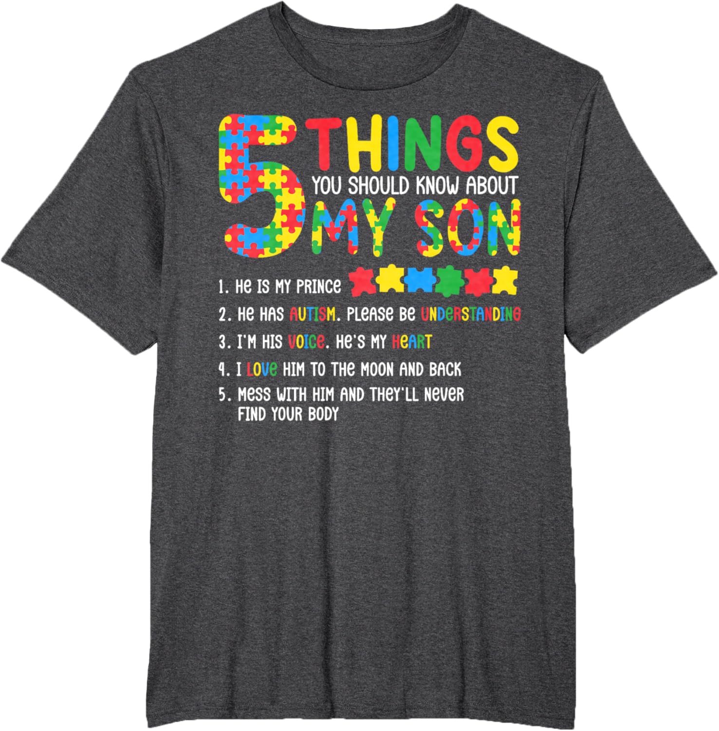 Autism Awareness Shirt 5 Things You Should Know About My Son