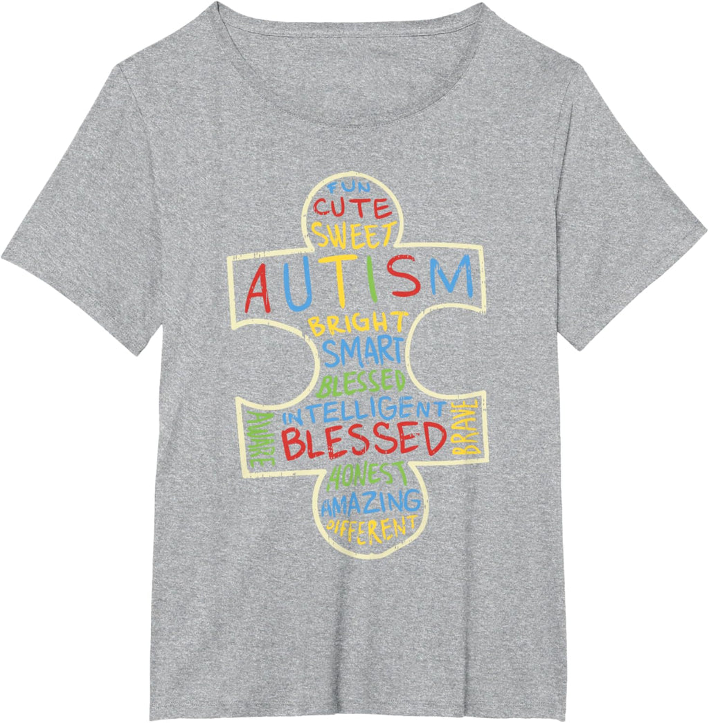 Autism Awareness Shirt Puzzle Piece Words Autistic Gift