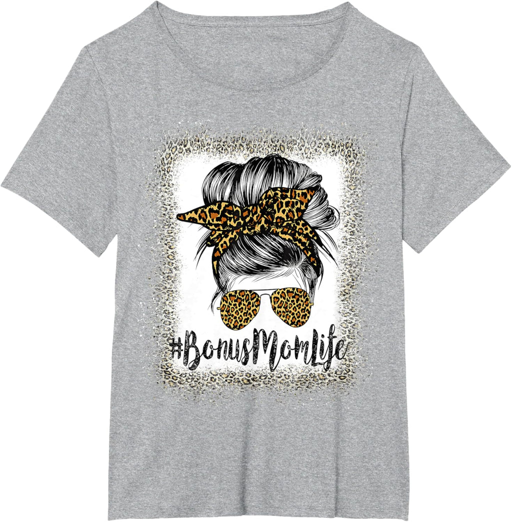 Bonus Mom Life Hair Bandana Glasses Leopard Mother's Day T