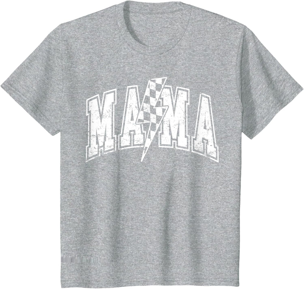 Mama Lightning Bolt Checkered Varsity Mom Women Mother's Day Mother Shirt