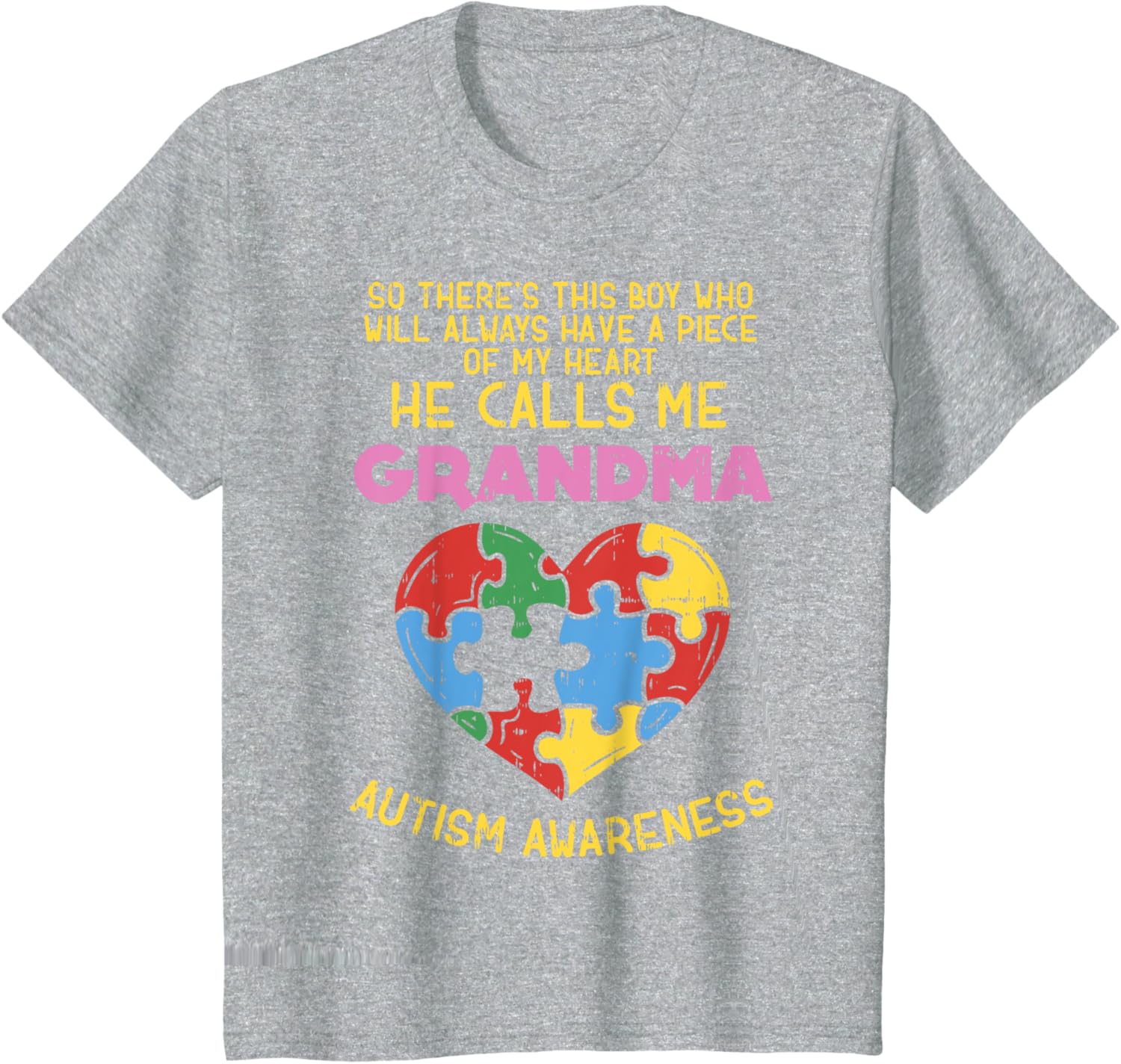 Grandma Autism Awareness Shirt Austistic Boy Piece My Heart